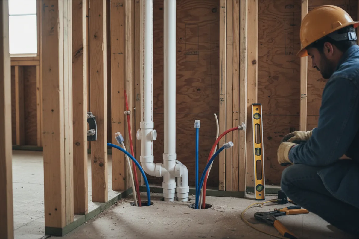 Drain and supply rough-in during Toilet Repair and Installation in Oxford